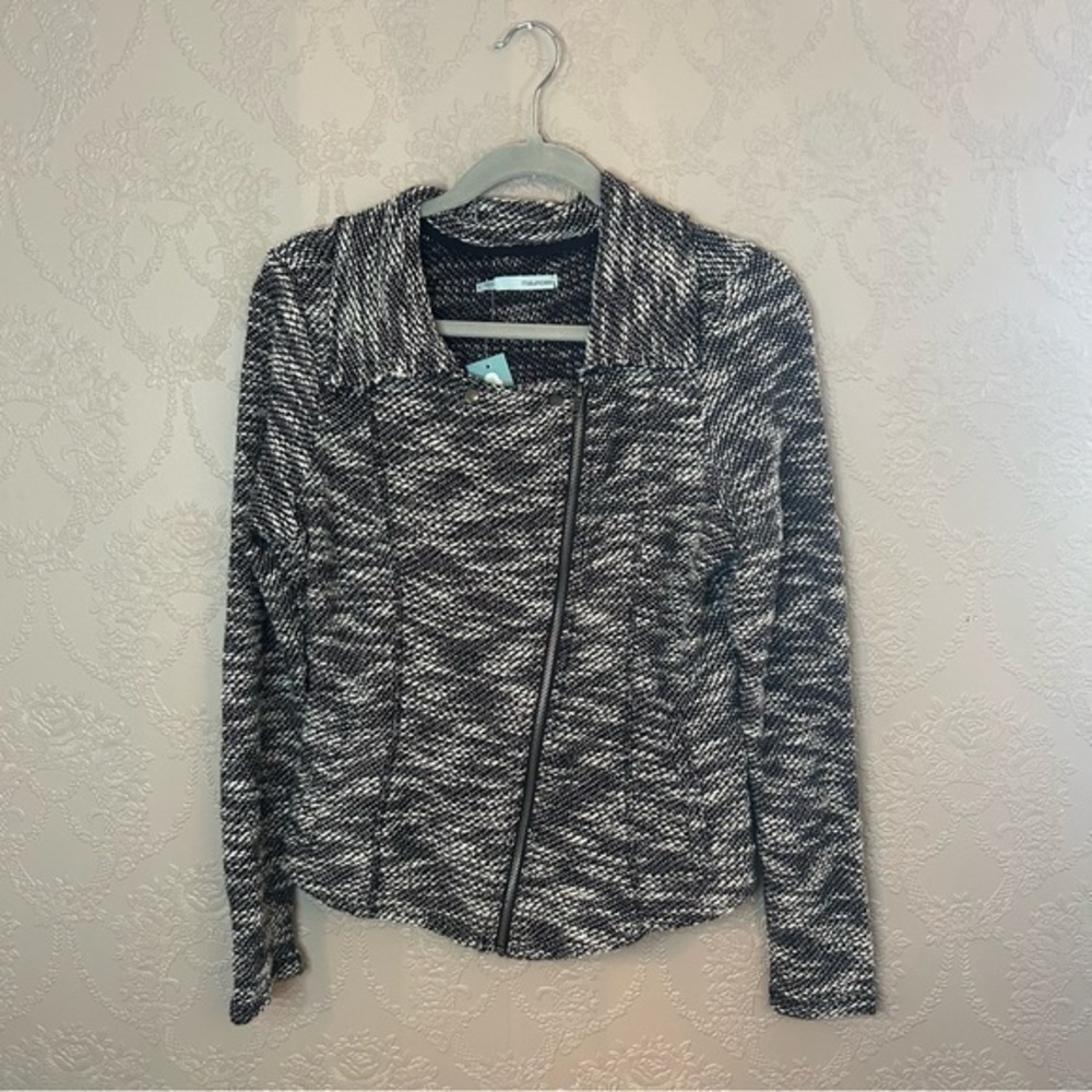 Maurices New NWT black white moto jacket blazer L